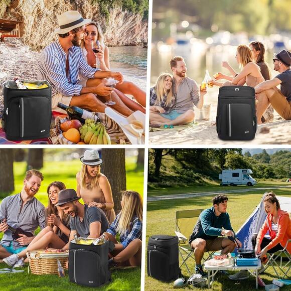 Backpack Cooler,46 Cans Large Cooler 2 Insulated Leak Proof black - Picture 7 of 7